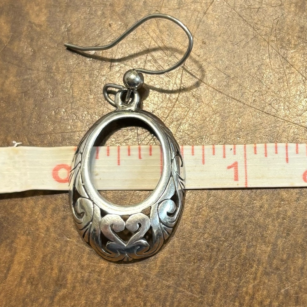 Vintage Sterling Silver Oval Filigree Earrings - Picture 13 of 14